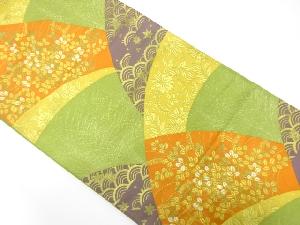 アンティーク　萩に花唐草・青海波模様織り出し袋帯（着用可）